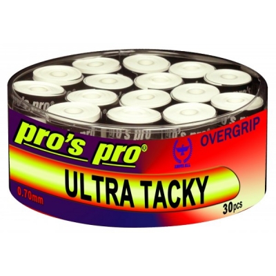 Owijki tenisowe wierzchnie Pro's Pro Ultra tacky lepkie 0,70 białe | opakowanie 30 szt